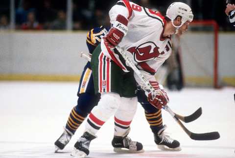 Kirk Muller #9 of the New Jersey Devils (Photo by Focus on Sport/Getty Images)