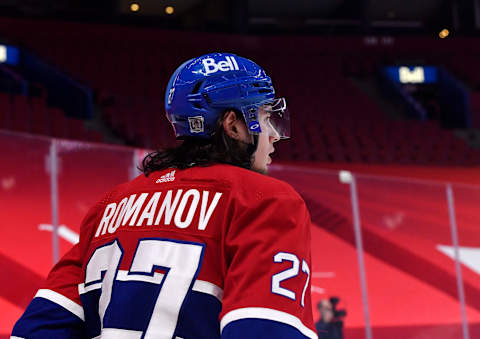 Feb 10, 2021; Montreal, Quebec, CAN; Montreal Canadiens Alexander Romanov Mandatory Credit: Eric Bolte-USA TODAY Sports