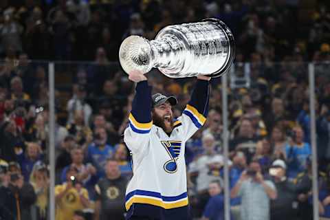 Alex Pietrangelo #27 of the St. Louis Blues celebrates with the Stanley Cup. (Photo by Patrick Smith/Getty Images)