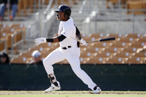 PHOENIX, AZ – OCTOBER 16: Luis Alexander Basabe #15 of the Glendale Desert Dogs and Chicago White Sox in action during the 2018 Arizona Fall League on October 16, 2018 at Camelback Ranch in Phoenix, Arizona. (Photo by Joe Robbins/Getty Images)