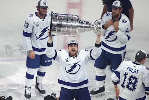 Erik Cernak #81 of the Tampa Bay Lightning. (Photo by Bruce Bennett/Getty Images)