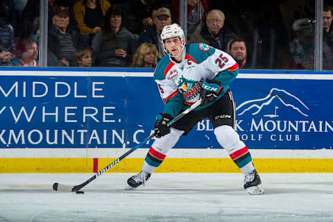 Cal Foote #25 of the Kelowna Rockets. (Photo by Marissa Baecker/Getty Images)