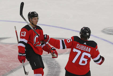 New Jersey Devils left wing Jesper Bratt (63): (Ed Mulholland-USA TODAY Sports)