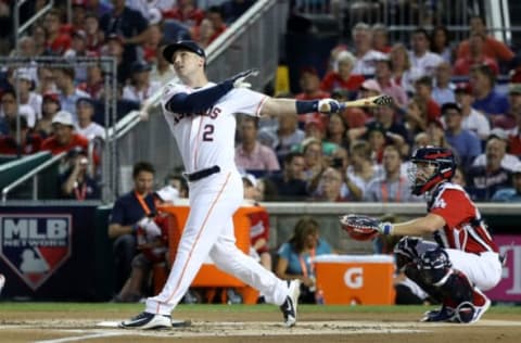 WASHINGTON, DC – JULY 16: Alex Bregman of the Houston Astros and American League competes during the T-Mobile Home Run Derby at Nationals Park on July 16, 2018 in Washington, DC. (Photo by Rob Carr/Getty Images)