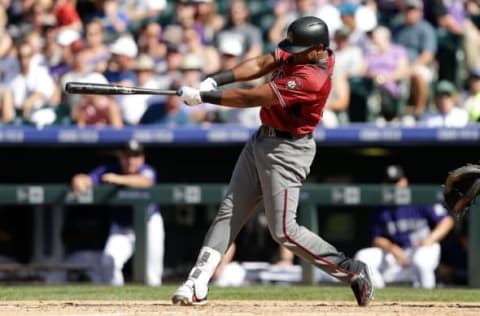 Sep 4, 2016; Denver, CO, USA; Arizona Diamondbacks center fielder Socrates Briito (30) bats in the fifth inning against the Colorado Rockies at Coors Field. The Diamondbacks defeated the Rockies 8-5. Mandatory Credit: Isaiah J. Downing-USA TODAY Sports