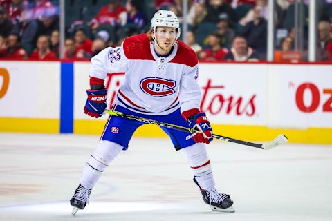 Mar 3, 2022; Calgary, Alberta, CAN; Montreal Canadiens center Rem Pitlick. Mandatory Credit: Sergei Belski-USA TODAY Sports