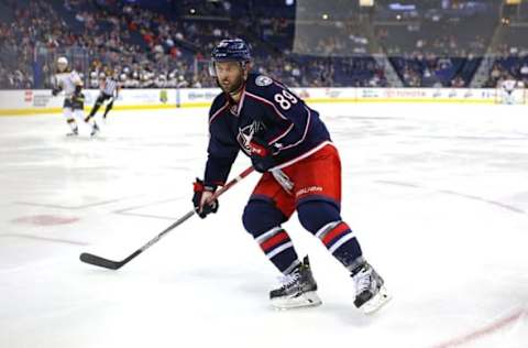 Oct 6, 2016; Columbus, OH, USA; Columbus Blue Jackets center Sam Gagner (89) against the Boston Bruins during a preseason hockey game at Nationwide Arena. The Bruins won 2-1. Mandatory Credit: Aaron Doster-USA TODAY Sports