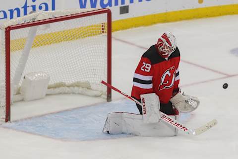 New Jersey Devils goaltender Mackenzie Blackwood (29): Ed Mulholland-USA TODAY Sports