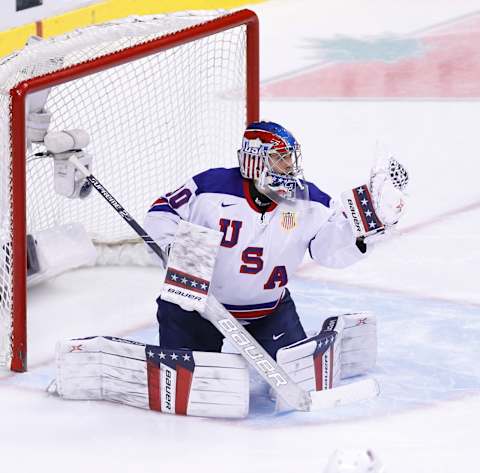 VANCOUVER , BC – JANUARY 5: Goaltender Cayden Primeau (Photo by Kevin Light/Getty Images)