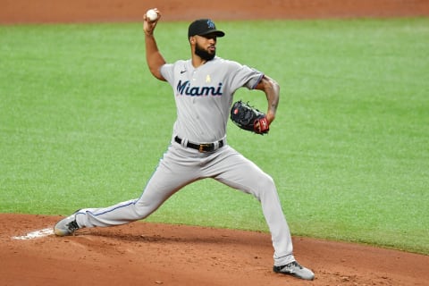 Sandy Alcantara of the Miami Marlins (Photo by Julio Aguilar/Getty Images)