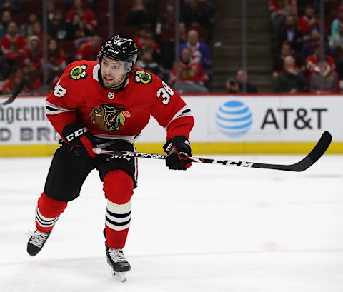 Brandon Hagel #38 of the Chicago Blackhawks.(Photo by Jonathan Daniel/Getty Images)