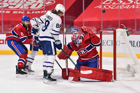 MONTREAL, QC – FEBRUARY 10: Goaltender Carey Price #31 of the Montreal Canadiens reacts as the puck flies past the net and William Nylander #88 of the Toronto Maple Leafs. (Photo by Minas Panagiotakis/Getty Images)