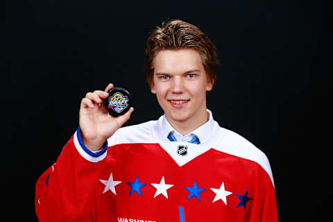 SUNRISE, FL – JUNE 26: Ilya Samsonov poses for a portrait after being selected 22nd overall by the Washington Capitals during Round One of the 2015 NHL Draft at BB&T Center on June 26, 2015 in Sunrise, Florida. (Photo by Jeff Vinnick/NHLI via Getty Images)