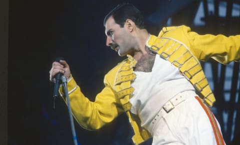 Freddie Mercury performs in London on January 1, 1986.