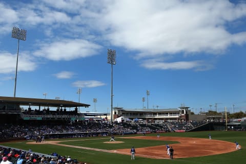 SURPRISE, AZ – FEBRUARY 26: General view of action during the spring training game between the Kansas City Royals and Texas Rangers at Surprise Stadium on February 26, 2017 in Surprise, Arizona. (Photo by Christian Petersen/Getty Images)