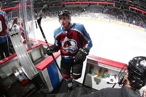 DENVER, CO – FEBRUARY 27: Tyson Barrie #4 of the Colorado Avalanche heads back to the locker room after warm ups prior to the game against the Vancouver Canucks at the Pepsi Center on February 27, 2019 in Denver, Colorado. (Photo by Michael Martin/NHLI via Getty Images)