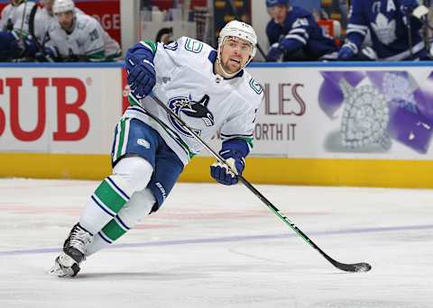 Tanner Pearson #70 of the Vancouver Canucks. (Photo by Claus Andersen/Getty Images)