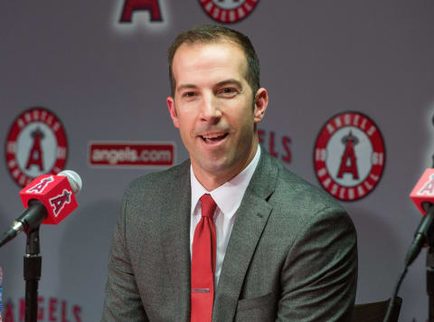 ANAHEIM, CA – OCTOBER 05: New Angels General Manager, Billy Epppler fields questions during a press conference at Angel Stadium.///ADDITIONAL INFORMATION: angels.newgm.1006 ?ê 10/5/15 ?ê LEONARD ORTIZ, ORANGE COUNTY REGISTER – _LOR3836.NEF – New Angels GM Billy Eppler, the 12th GM in team history, will take part in a press conference from Angel Stadium at 1 p.m. PT on Monday, alongside Moreno, Scioscia and president John Carpino. (Photo by Leonard Ortiz/Digital First Media/Orange County Register via Getty Images)