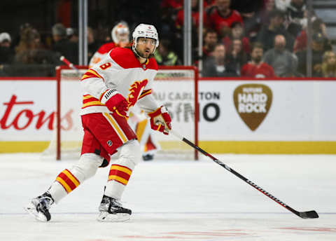 OTTAWA, CANADA – NOVEMBER 11: Chris Tanev #8 of the Calgary Flames  . (Photo by Chris Tanouye/Freestyle Photography/Getty Images)