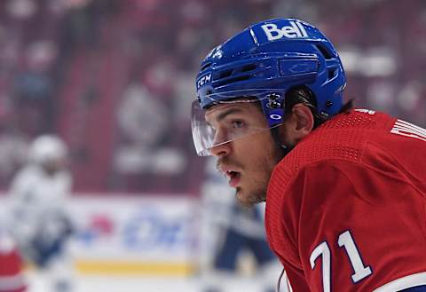 Jul 5, 2021; Montreal, Quebec, CAN; Montreal Canadiens Jake Evans. Mandatory Credit: Eric Bolte-USA TODAY Sports