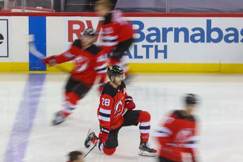 New Jersey Devils defenseman Damon Severson (28): (Ed Mulholland-USA TODAY Sports)