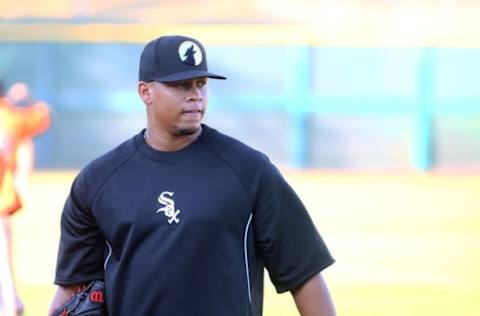 Oct. 10, 2014; Scottsdale, AZ, USA; Chicago White Sox pitcher Francellis Montaas plays for the Glendale Desert Dogs against the Scottsdale Scorpions during an Arizona Fall League game at Cubs Park. Mandatory Credit: Mark J. Rebilas-USA TODAY Sports