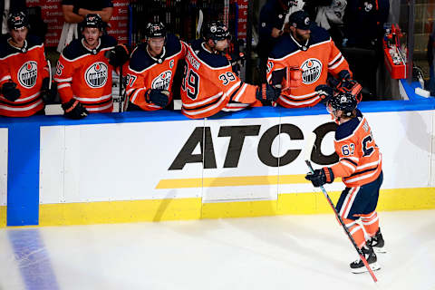 Tyler Ennis #63 of the Edmonton Oilers (Photo by Jeff Vinnick/Getty Images)