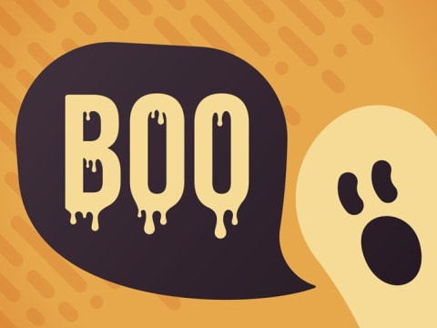 An illustration of a ghost saying boo