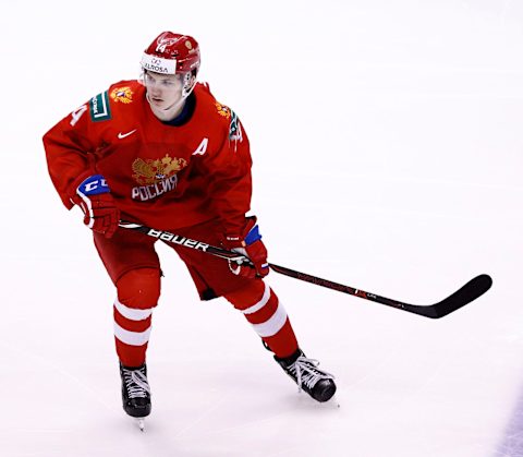 VANCOUVER , BC – JANUARY 5: Vitali Kravtsov #14 of Russia skates against Switzerland during a bronze medal game at the IIHF World Junior Championships at Rogers Arena on January 5, 2019 in Vancouver, British Columbia, Canada. (Photo by Kevin Light/Getty Images)