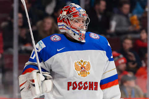 Igor Shesterkin #30 of Team Russia . (Photo by Minas Panagiotakis/Getty Images)