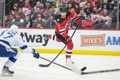 New Jersey Devils defenseman Dougie Hamilton (7): Vincent Carchietta-USA TODAY Sports