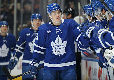 TORONTO, CANADA – JANUARY 25: Pontus Holmberg #29 of the Toronto Maple Leafs  (Photo by Claus Andersen/Getty Images)