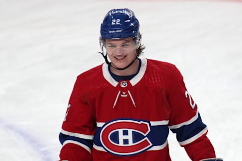 Apr 19, 2022; Montreal, Quebec, CAN; Montreal Canadiens right wing Cole Caufield. Mandatory Credit: Jean-Yves Ahern-USA TODAY Sports