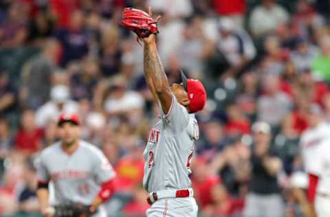 CLEVELAND, OH – JULY 10: Cincinnati Reds pitcher Raisel Iglesias (26) looks to the heavens as he celebrates after the Major League Baseball Interleague game between the Cincinnati Reds and Cleveland Indians on July 10, 2018, at Progressive Field in Cleveland, OH. Cincinnati defeated Cleveland 7-4. (Photo by Frank Jansky/Icon Sportswire via Getty Images)