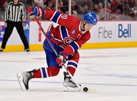 Sep 25, 2023; Montreal, Quebec, CAN; Montreal Canadiens forward Juraj Slafkovsky. Mandatory Credit: Eric Bolte-USA TODAY Sports