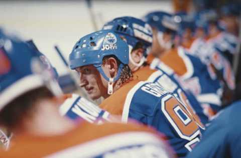 Wayne Gretzky #99, Edmonton Oilers (Photo by Mike Powell/Allsport/Getty Images)