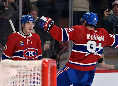 Oct 17, 2022; Montreal, Quebec, CAN; Montreal Canadiens Sean Monahan. Mandatory Credit: Eric Bolte-USA TODAY Sports