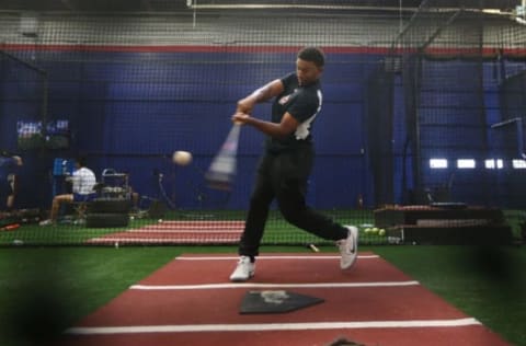 MISSISSAUGA, ON- JULY 26 – At 17, Mississauga’s Noah Naylor has worn out opposing pitchers (and a few pitching machines) on the road to what he hopes will be a career in the major leagues: There’s always room to improve. (Steve Russell/Toronto Star via Getty Images)