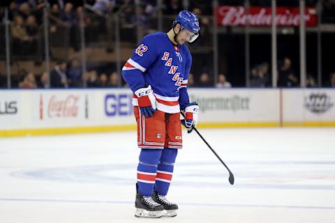 NEW YORK, NY – JANUARY 18: Brendan Smith #42 of the New York Rangers looks on in the second period against the Buffalo Sabres during their game at Madison Square Garden on January 18, 2018 in New York City. (Photo by Abbie Parr/Getty Images)