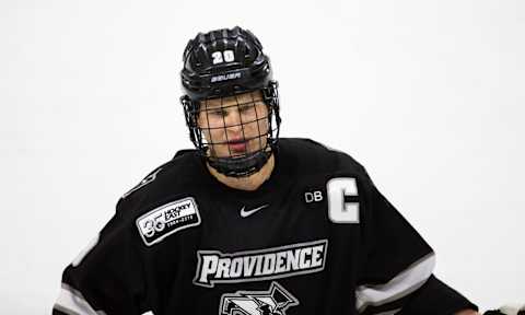 Kasper Björkqvist #20 of the Providence College Friars. (Photo by Richard T Gagnon/Getty Images)