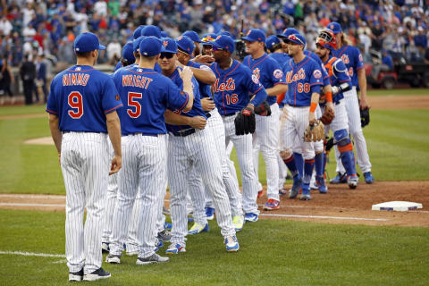 NEW YORK, NY – SEPTEMBER 30: The New York Mets celebrate after defeating the Miami Marlins at Citi Field on September 30, 2018 in the Flushing neighborhood of the Queens borough of New York City. The Mets won 1-0. (Photo by Adam Hunger/Getty Images)