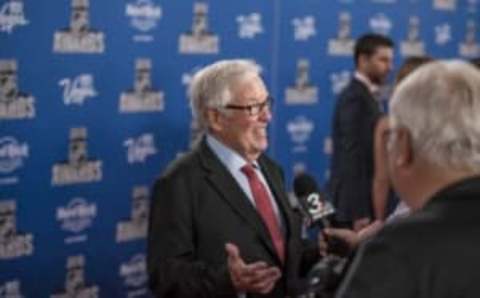 Jun 22, 2016; Las Vegas, NV, USA; Bill Foley walks the red carpet during the 2016 NHL Awards at Hard Rock Hotel and Casino. Mandatory Credit: Joshua Dahl-USA TODAY Sports