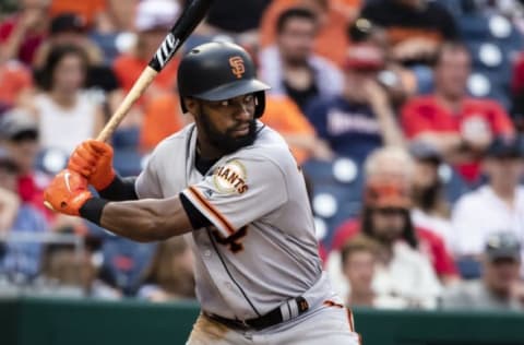 WASHINGTON, DC – JUNE 10: Austin Jackson #16 of the San Francisco Giants at bat against the Washington Nationals during the ninth inning at Nationals Park on June 10, 2018 in Washington, DC. (Photo by Scott Taetsch/Getty Images)