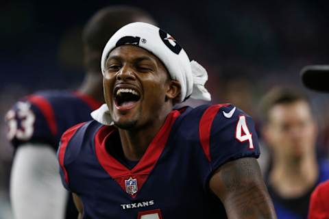 HOUSTON, TX – AUGUST 30: Deshaun Watson #4 of the Houston Texans reacts on the sideline during the preseason game agains the Dallas Cowboys at NRG Stadium on August 30, 2018 in Houston, Texas. (Photo by Tim Warner/Getty Images)