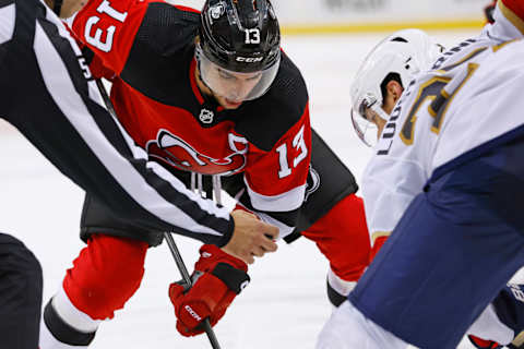 Nico Hischier #13 of the New Jersey Devils. (Photo by Rich Schultz/Getty Images)