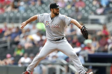 ATLANTA, GA – MAY 20: Pitcher Kyle Barraclough #46 of the Miami Marlins throws a pitch during the game against the Atlanta Braves at SunTrust Park on May 20, 2018 in Atlanta, Georgia. (Photo by Mike Zarrilli/Getty Images)