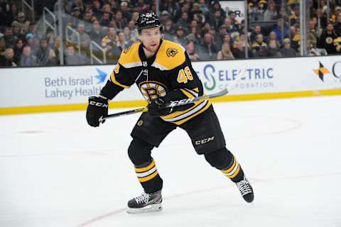 BOSTON, MA – NOVEMBER 16: Matt Grzelcyk #48 of the Boston Bruins skates against the Washington Capitals at the TD Garden on November 16, 2019 in Boston, Massachusetts. (Photo by Steve Babineau/NHLI via Getty Images)