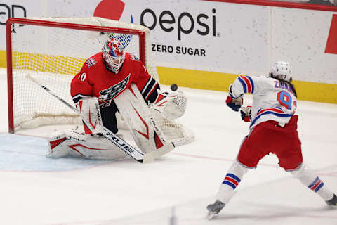 New York Rangers center Mika Zibanejad (93) scores the go ahead goal Credit: Geoff Burke-USA TODAY Sports