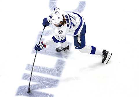 Victor Hedman #77 of the Tampa Bay Lightning. (Photo by Bruce Bennett/Getty Images)