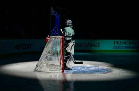 Philipp Grubauer #31, Seattle Kraken (Photo by Alika Jenner/Getty Images)